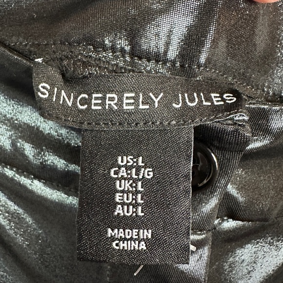 Sincerely Jules Womens Large black shiny shimmer Metallic pants GUC dressy party - Picture 2 of 4